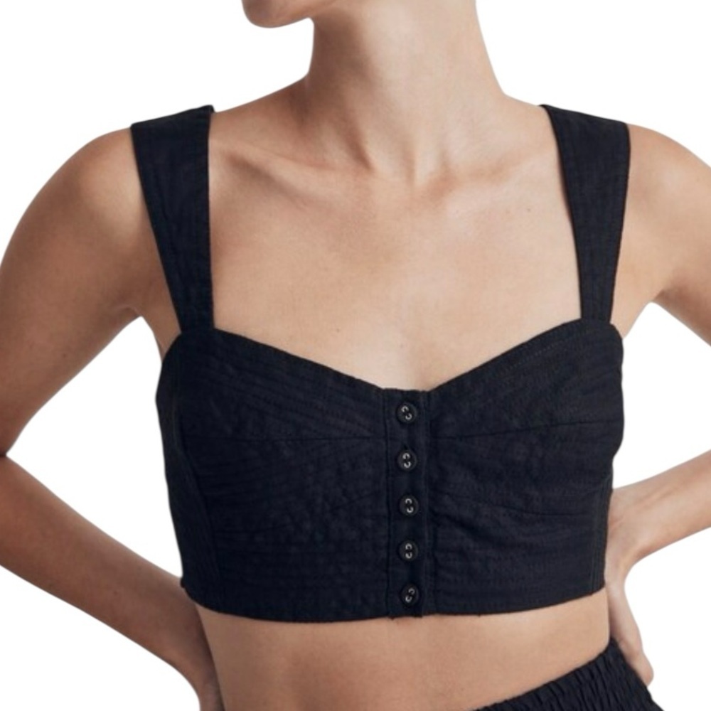 NEW Madewell Linen Sweetheart Bralette 6 Smocked Neutral Minimalist Festival - Picture 3 of 11